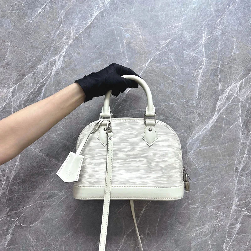 LV Alma BB EPI Leather White SHW