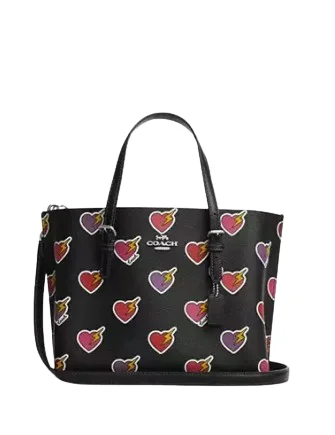 Coach Mollie Tote Bag 25 With Heart Bolt Print