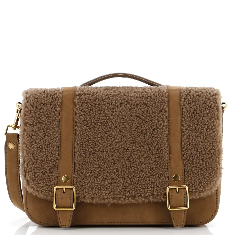 Schoolbag Satchel Shearling with Suede Mini