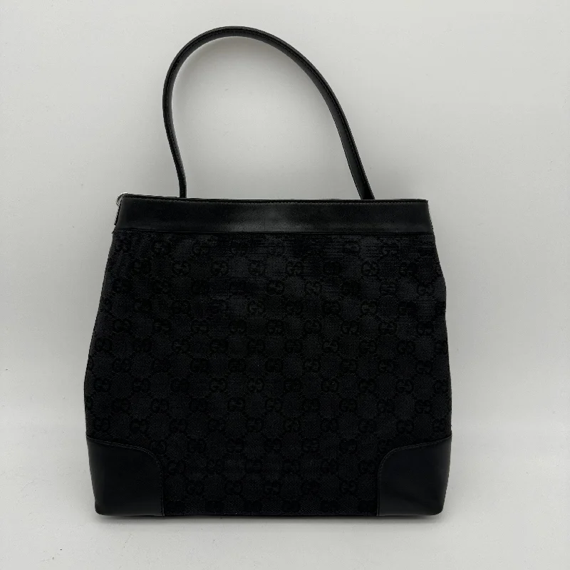 Gucci Black Canvas Shoulder Bag HandBag Large