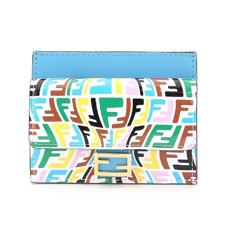 Fendi Vertigo Baguette Multicolor Leather Card Holder Wallet 8M0423