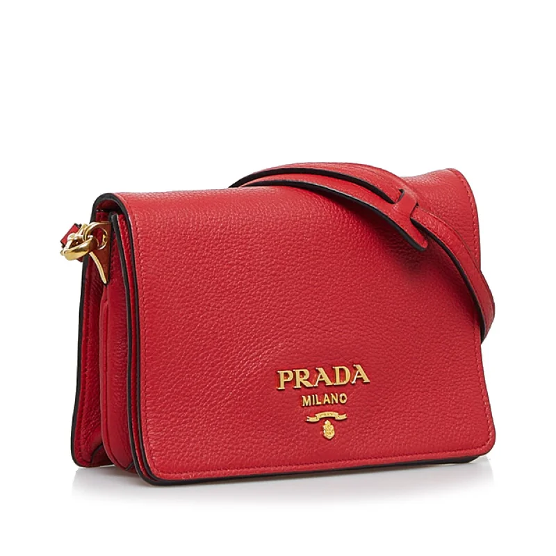 Prada Vitello Daino Small Flap Crossbody Bag (SHG-BJdk4X)