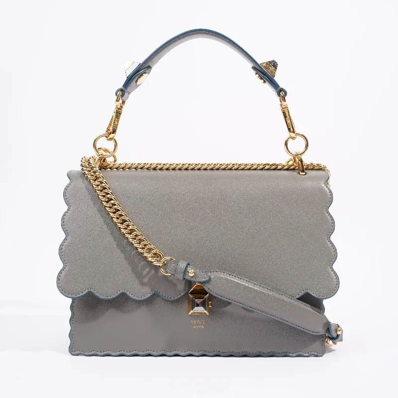 Fendi Kan I Scallop Bag Grey Leather Medium