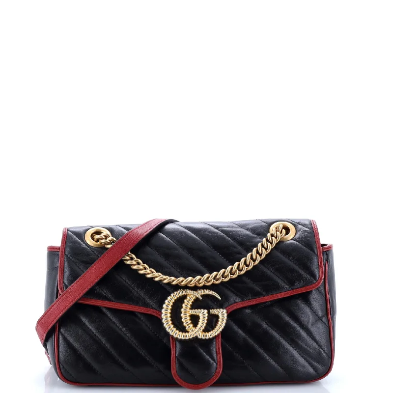 GG Marmont Flap Bag Diagonal Quilted Leather Small