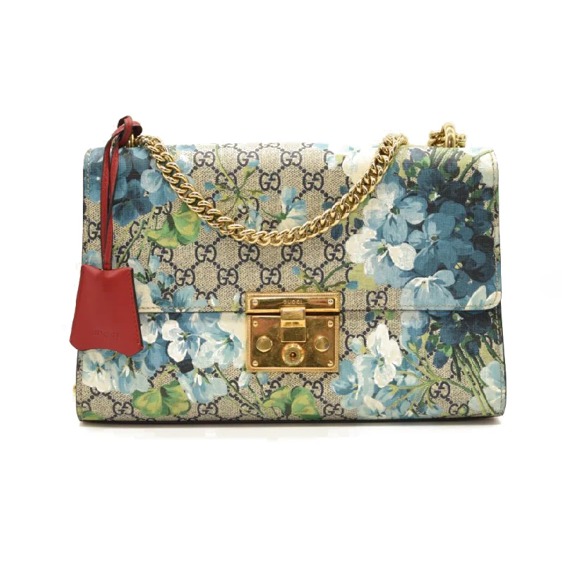 GUCCI GG Supreme Blooms Medium Padlock Shoulder Bag