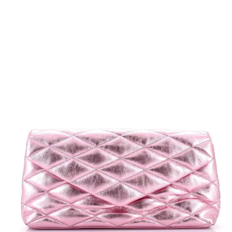 Sade Puffer Envelope Clutch Quilted Leather Large