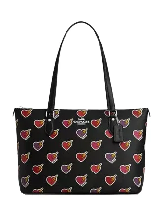 Coach Gallery Tote Bag With Heart Bolt Print