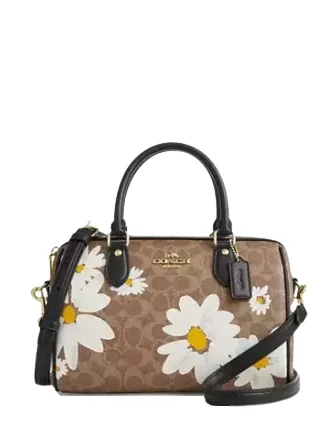 Coach Rowan Satchel Bag In Signature Canvas With Floral Print