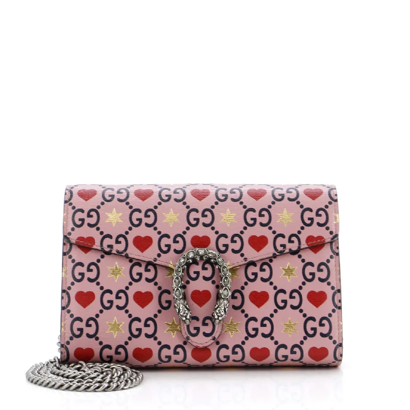 Dionysus Chain Wallet Limited Edition Valentines GG Printed Leather Small