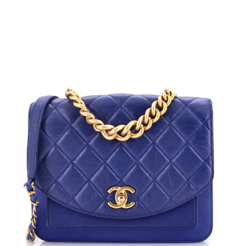 Chain Handle Flap Bag Quilted Calfskin with Caviar Small