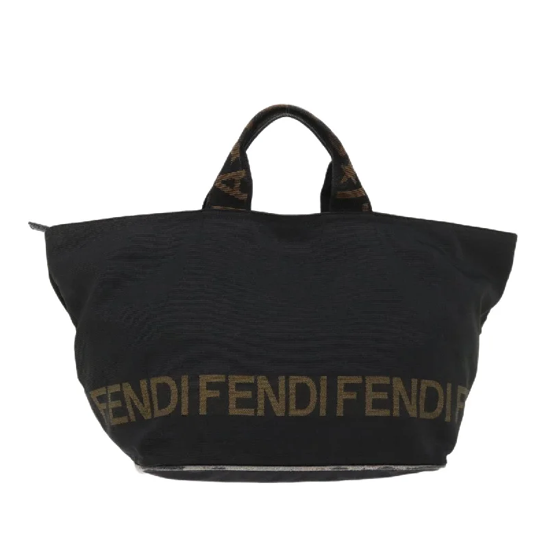 FENDI Hand Bag Nylon Black Brown  48222