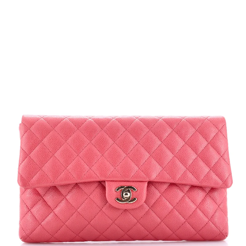 Classic Flap Clutch Quilted Caviar