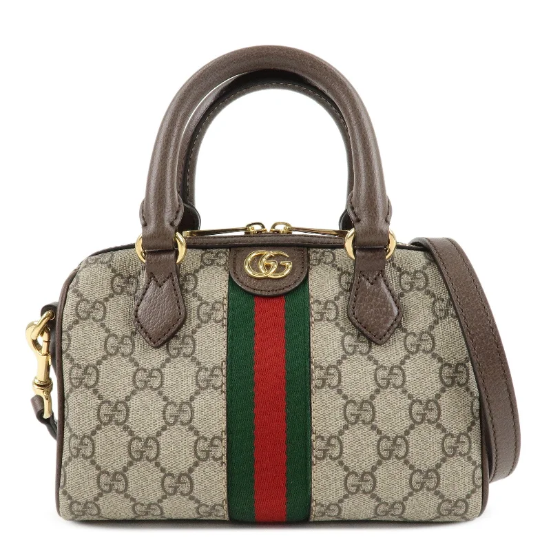 GUCCI Ophidia Sherry GG Supreme Leather 2Way Boston Bag 772053