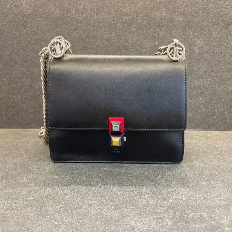 Fendi Kan I Black Leather Crossbody Bag Medium