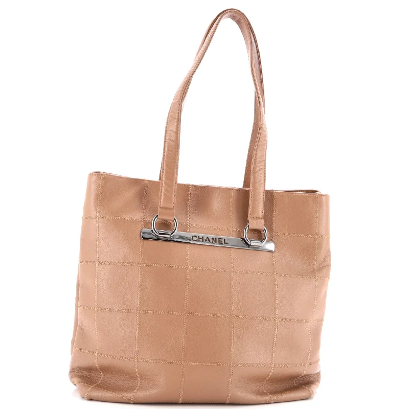 Square Stitch Tote Caviar Medium