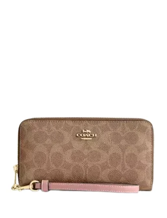 Coach Long Zip Around Wallet In Signature Canvas