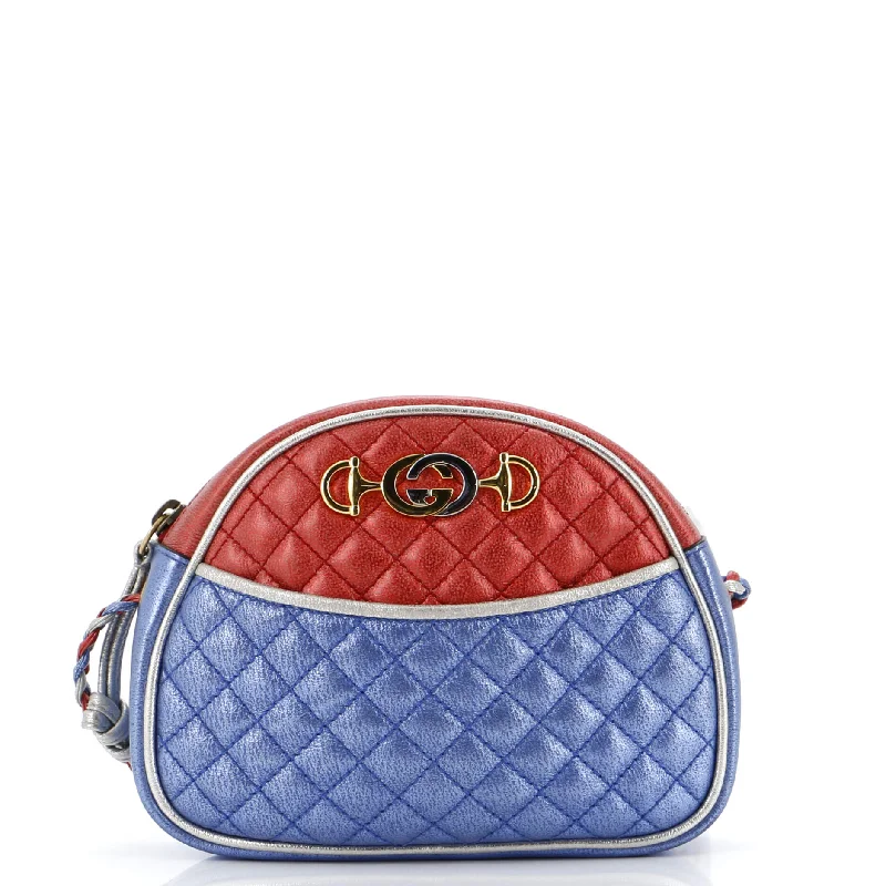 Trapuntata Camera Shoulder Bag Quilted Laminated Leather Mini