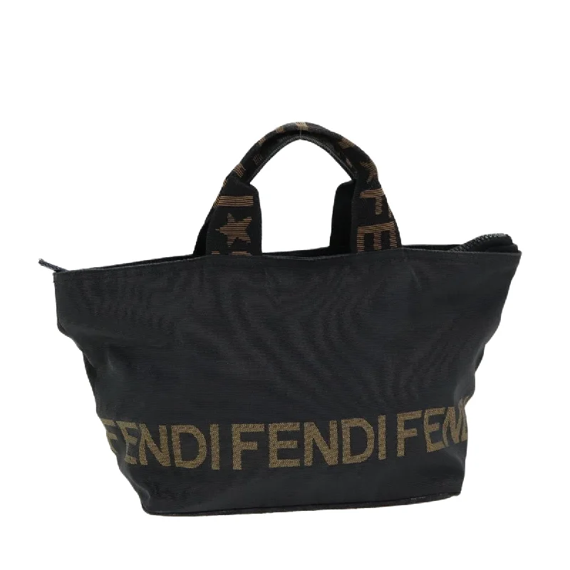 FENDI Hand Bag Nylon Black Silver  bs16735