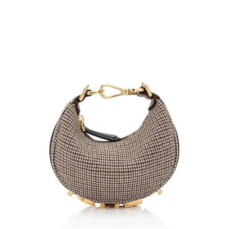 Fendi Houndstooth Wool Fendigraphy Nano Hobo (SHF-N6cAIe)