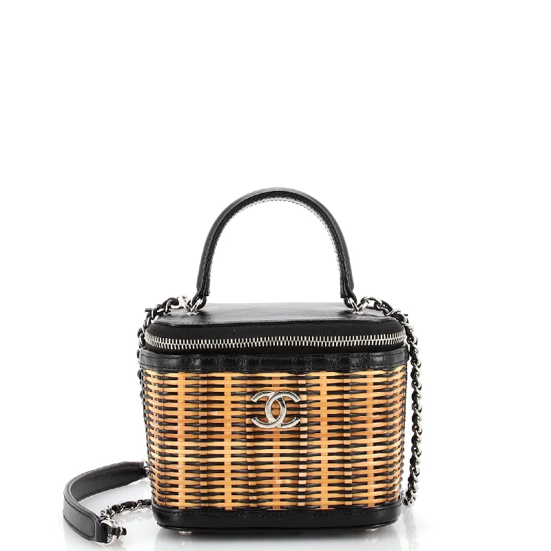 Take Away Vanity Case Rattan and Calfskin Small