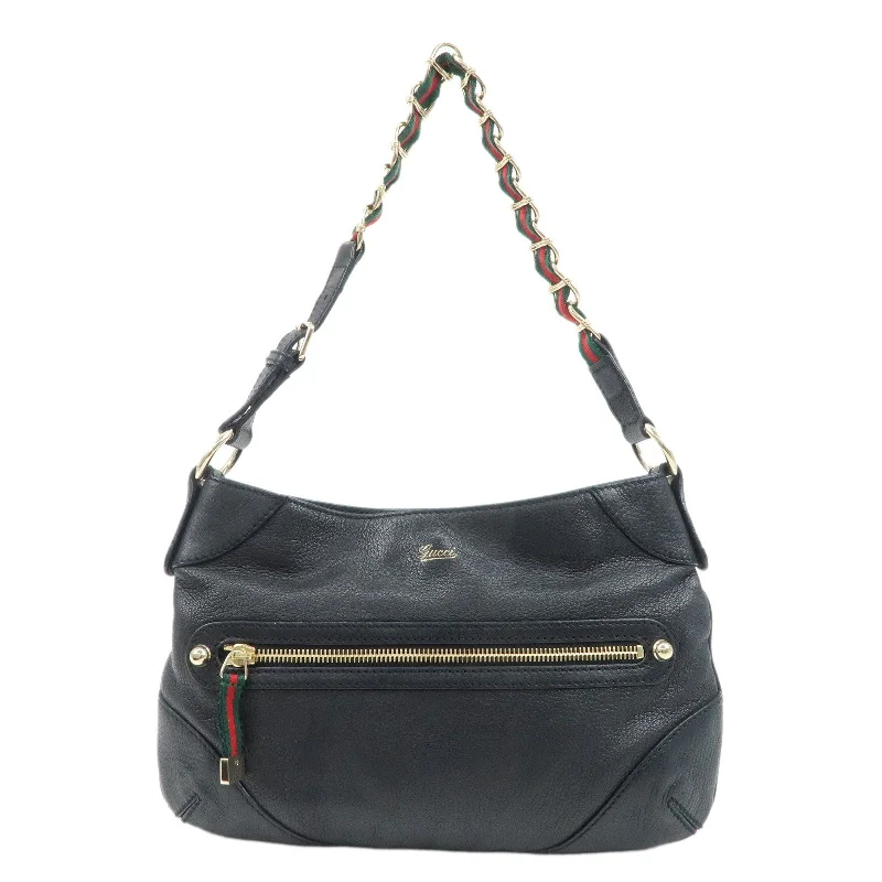 GUCCI Sherry Leather Chain Shoulder Bag Hand Bag Black 153011