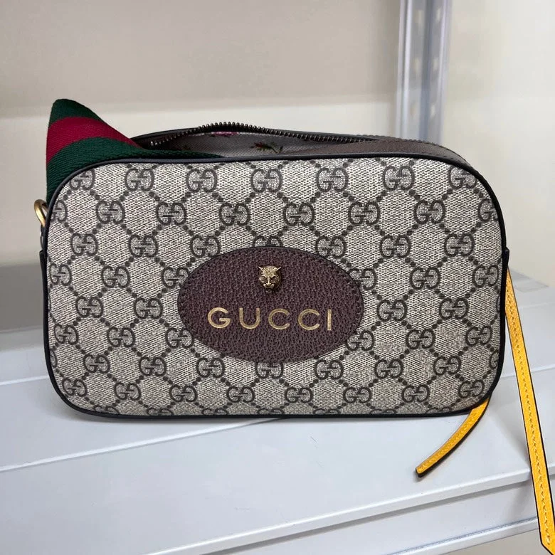 Gucci GG Supreme Neo Vintage Messenger Crossbody Bag,Beige