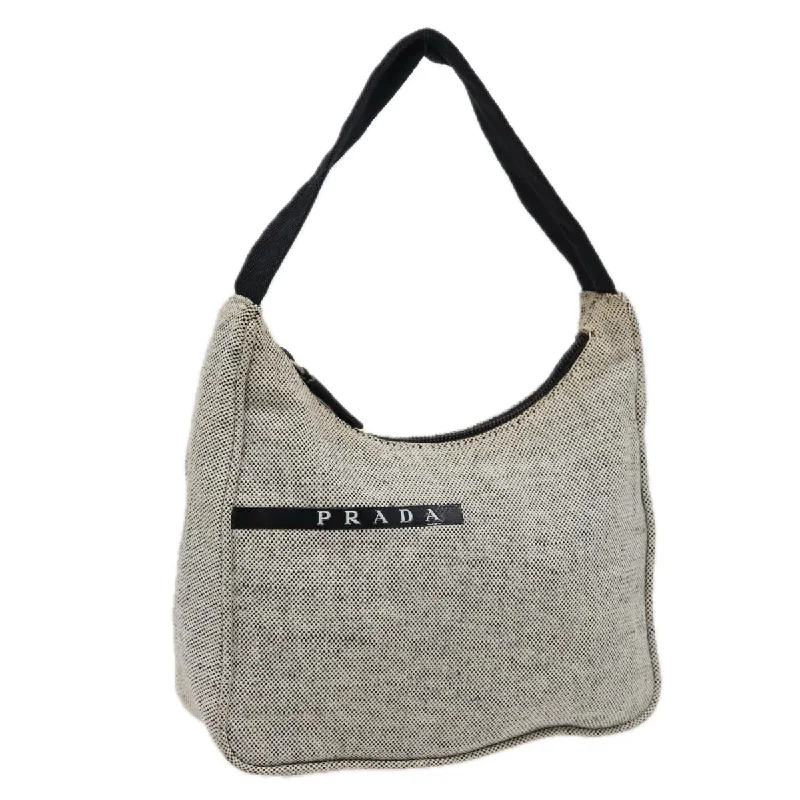 PRADA Sports Hand Bag Canvas Gray Auth bs15460