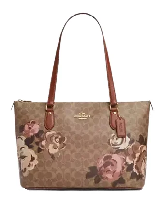 Coach Gallery Tote Bag In Signature Canvas With Rose Print