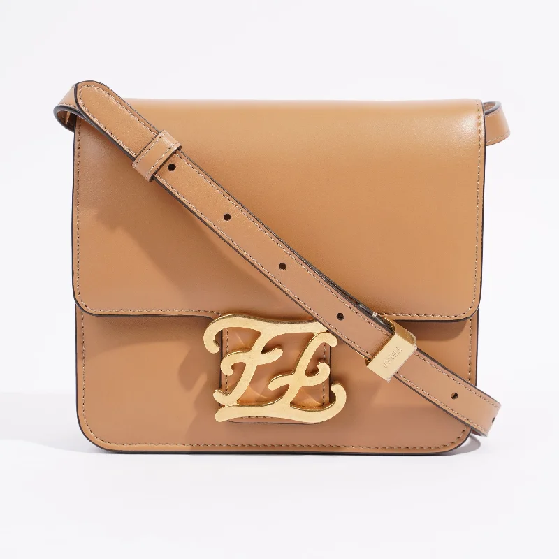 Fendi Karligraphy Shoulder Bag Tan Leather