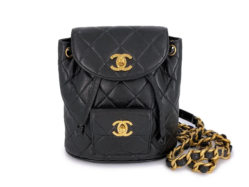 Chanel 1994 Vintage Black Mini Duma Backpack Bag 24k GHW