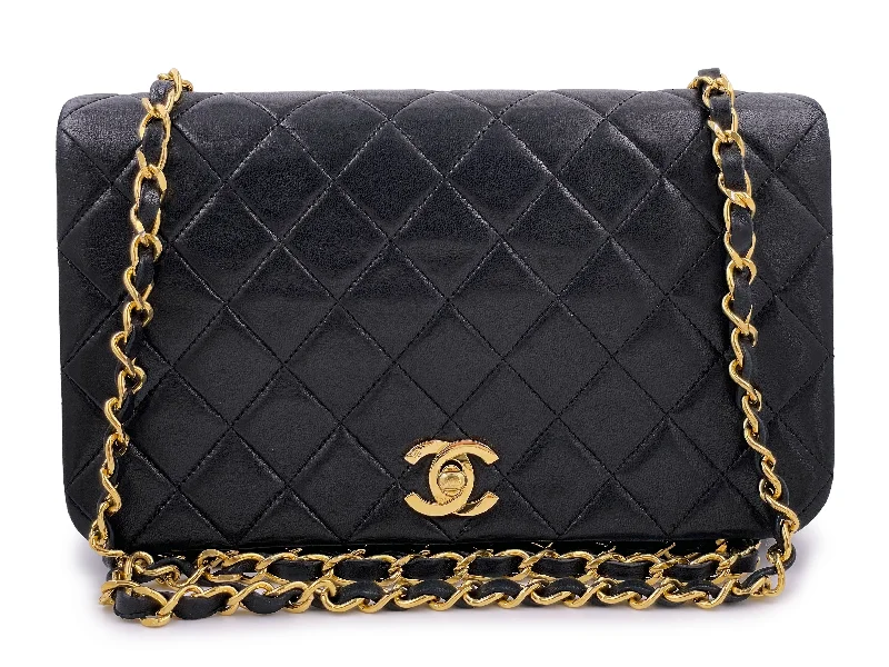 Chanel 1991 Vintage Black Medium Full Flap Bag 24k GHW Lambskin