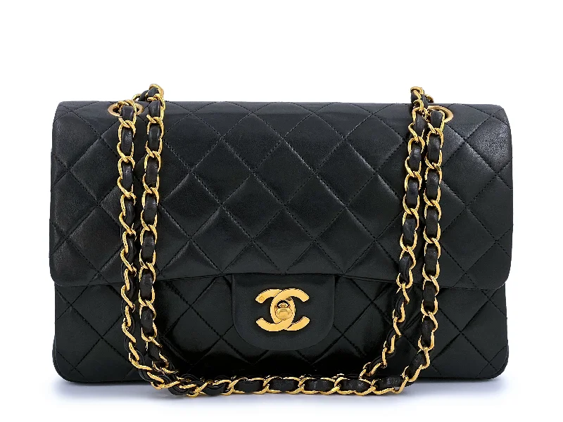 Chanel 1996 Vintage Black Medium Classic Double Flap Bag 24k GHW Lambskin