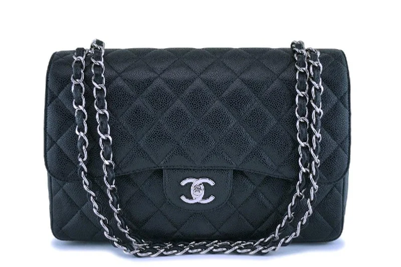 Chanel Black Caviar Jumbo Classic Double Flap Bag SHW