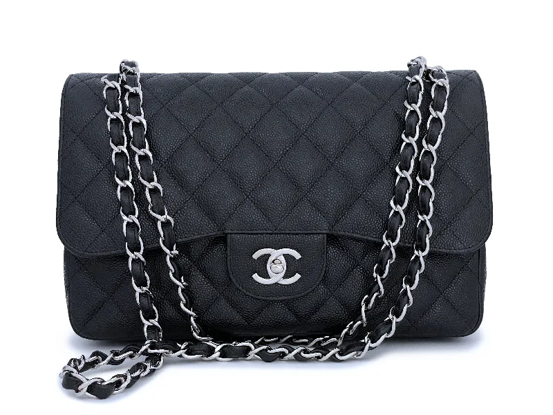 Chanel Black Caviar Jumbo Classic Double Flap Bag SHW