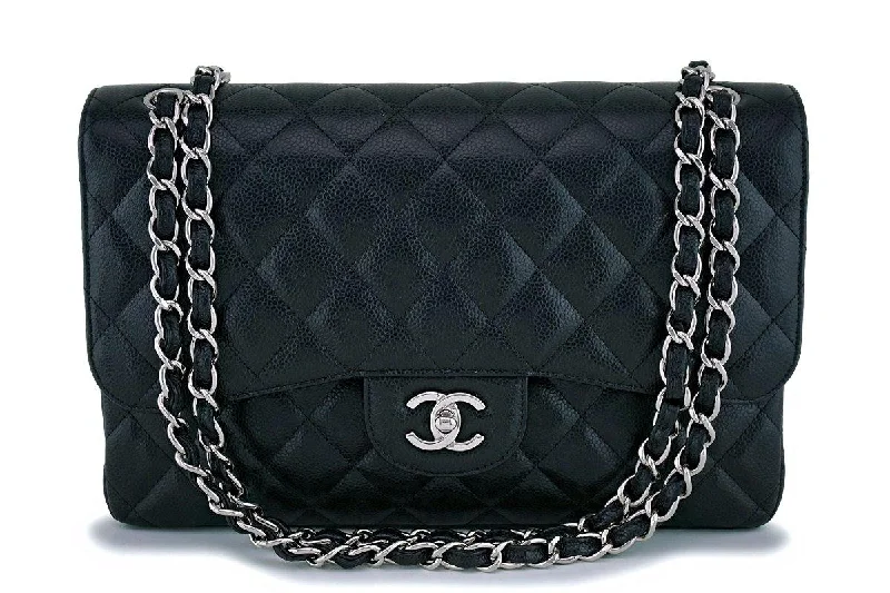 Chanel Black Caviar Jumbo Classic Double Flap Bag SHW