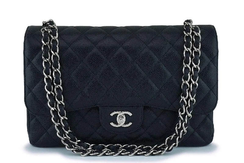 Chanel Black Caviar Jumbo Classic Double Flap Bag SHW