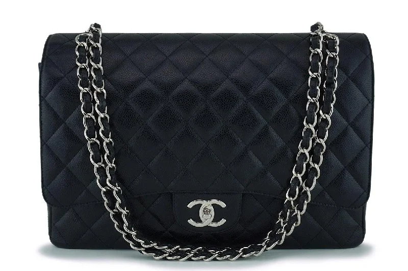 Chanel Black Caviar Maxi "Jumbo XL" Classic Double Flap Bag SHW