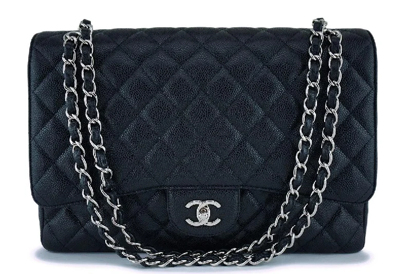 Chanel Black Caviar Maxi "Jumbo XL" Classic Flap Bag SHW