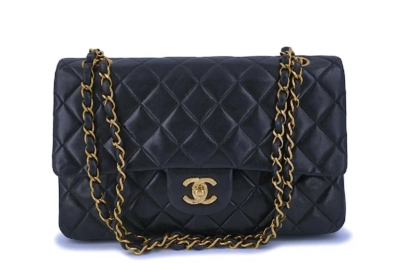 Chanel Black Lambskin Medium Classic Double Flap Bag 24k GHW