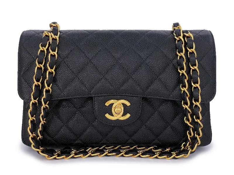 Chanel Vintage Black Caviar Small Classic Double Flap Bag 24k GHW