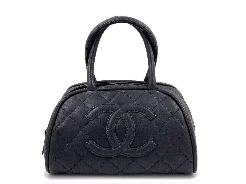 Rare Chanel Vintage Curved Black Timeless Bowler Bag