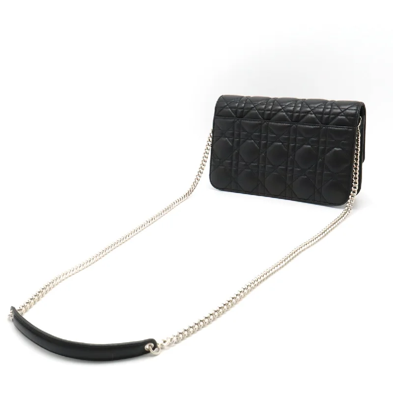 Christian Dior Christian Dior Miss Dior Canary New Rock Chain Wallet Crack Bag Black Black Blumin