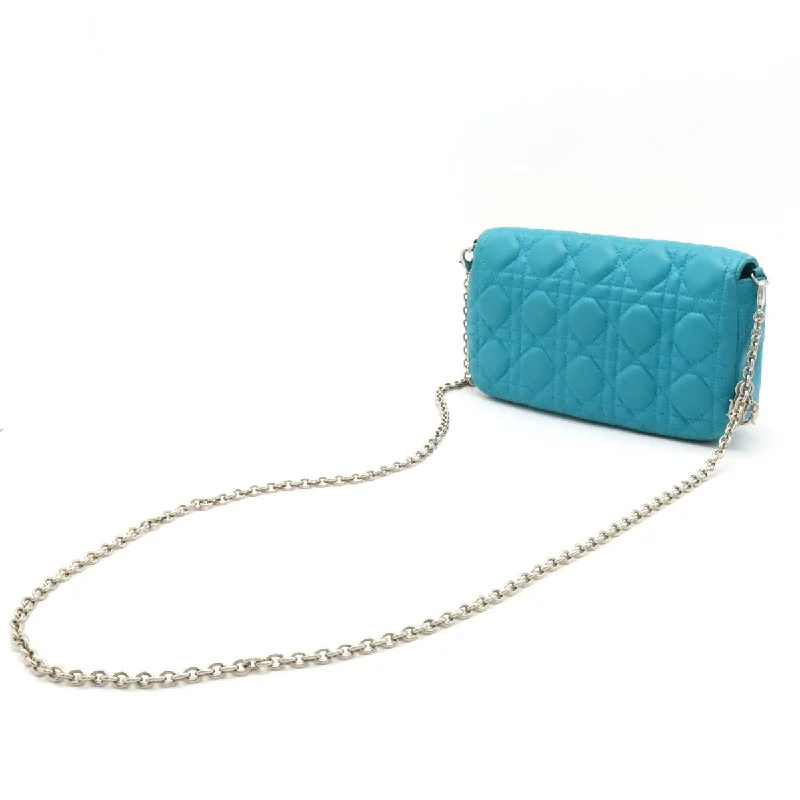 Christian Dior Christian Dior Miss Dior Lady New Lock Chain Wallet Backpack Leather Turquoise Blue Blumin