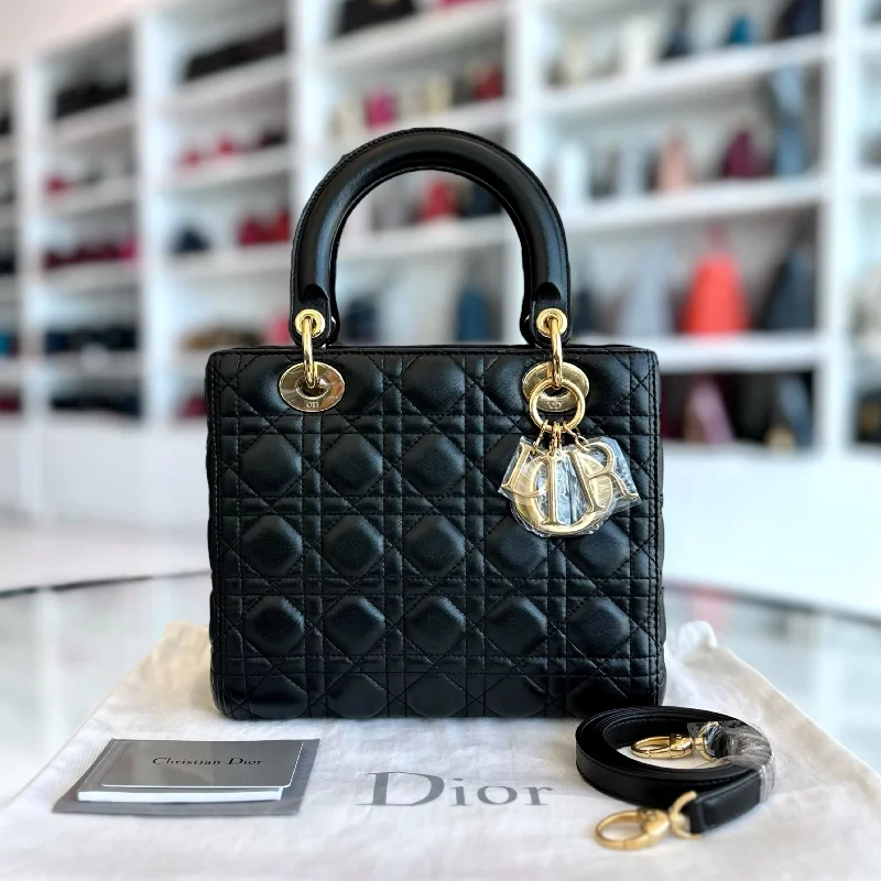 Lady Medium Cannage Lambskin Black GHW