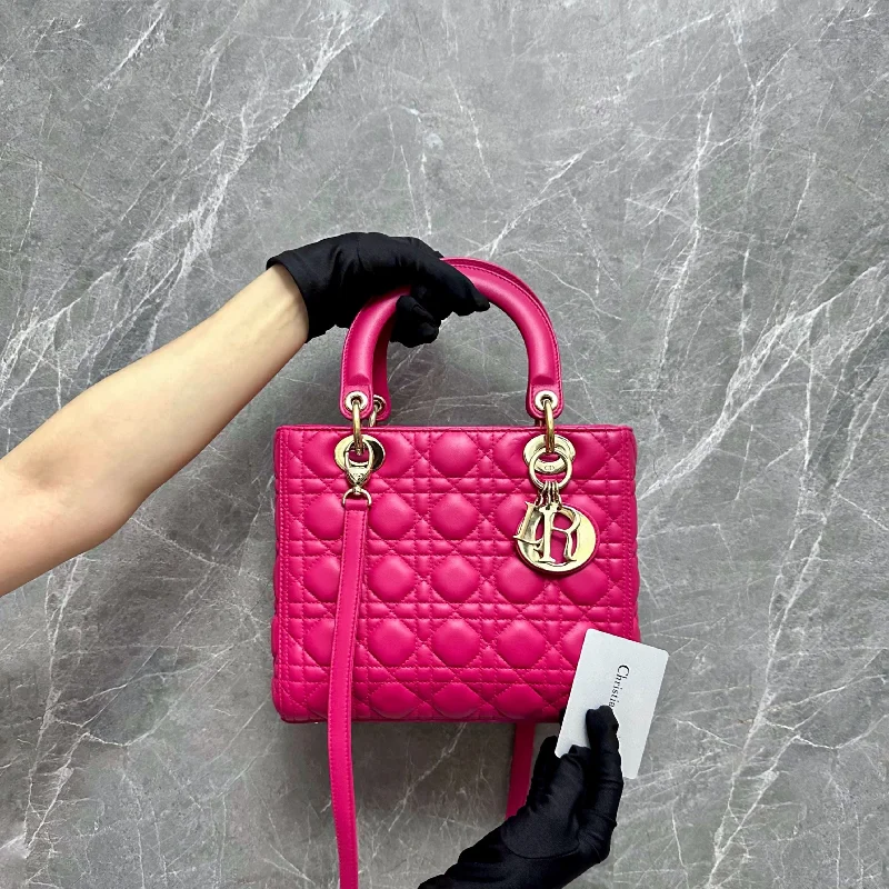 Lady Medium Lambskin Hot Pink GHW