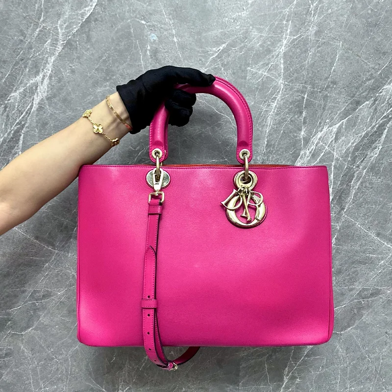 *Fit Laptop* Diorissimo Large Smooth Calfskin Hot Pink GHW