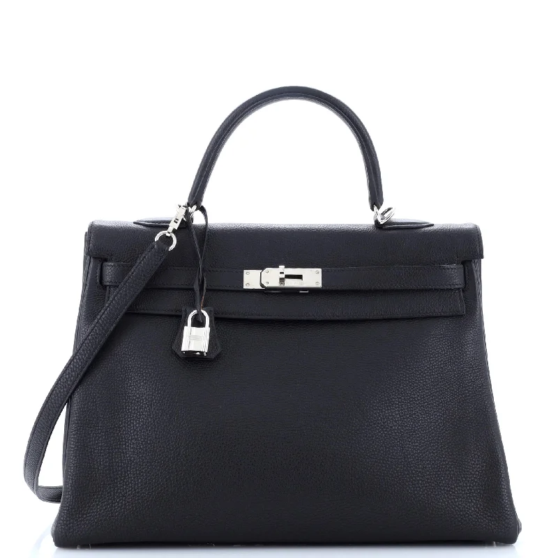 Kelly Handbag Noir Togo with Palladium Hardware 35