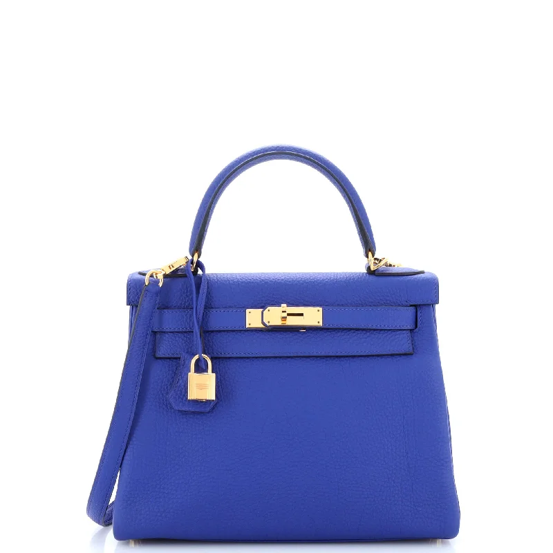 Kelly Handbag Bleu Electrique Togo with Gold Hardware 28