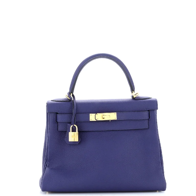 Kelly Handbag Bleu Encre Togo with Gold Hardware 28