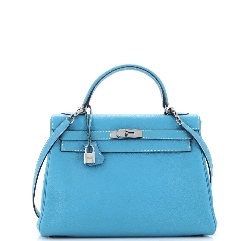 Kelly Handbag Bleu Jean Togo with Ruthenium Hardware 32